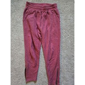 PACT Organic Cotton Ankle Zip Jogger Sweatpant Heathered Maroon Womens Small